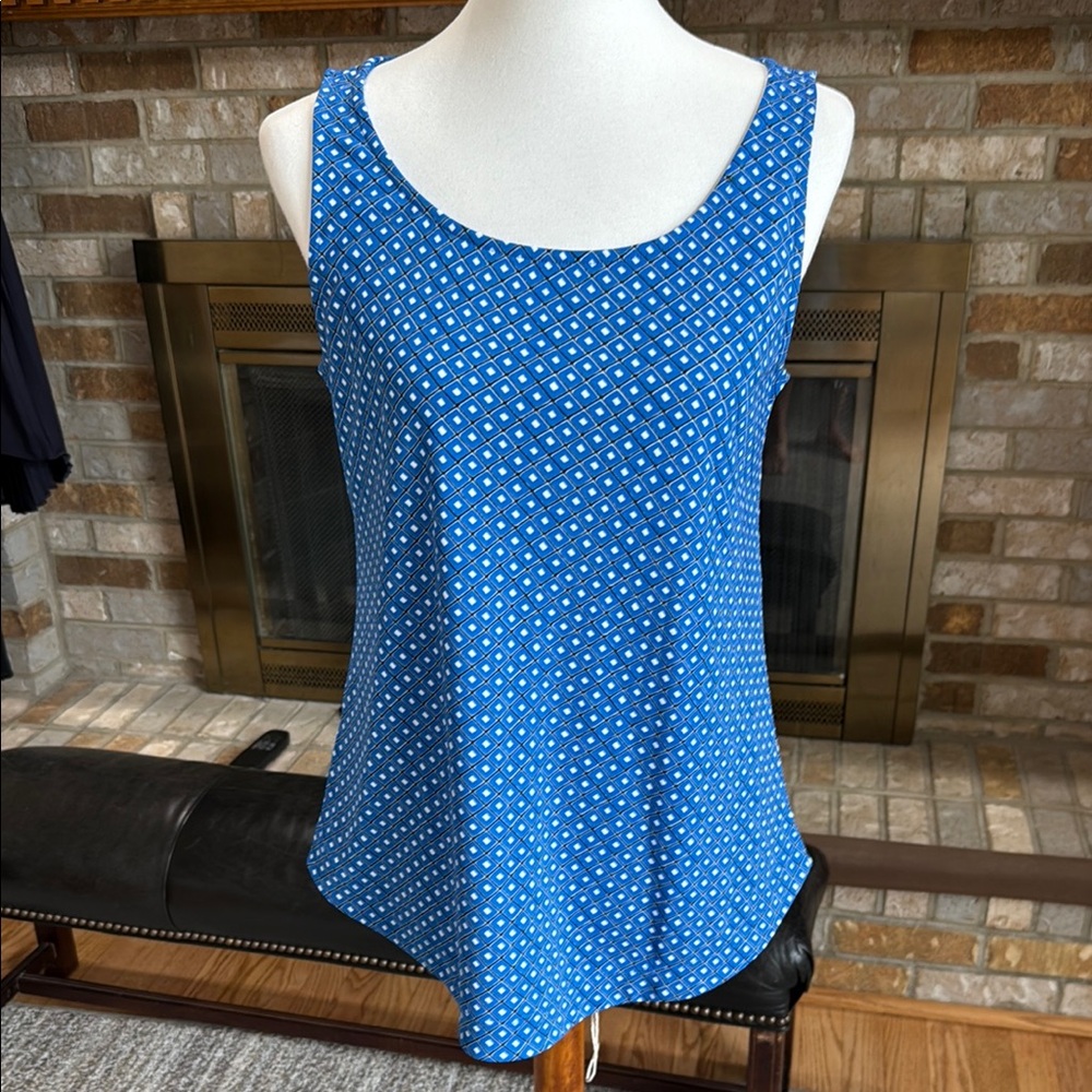 Ann Taylor Blue Sleeveless Relaxed Tank Top